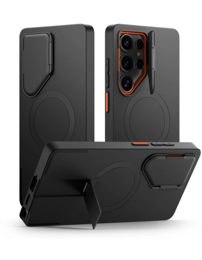 Tech-Protect Kevlar Aura MagSafe Case for Samsung Galaxy S25 Ultra - Black/Orange Tech-Protect Kevlar Aura MagSafe Case for Samsung Galaxy S25 Ultra - Black/Orange