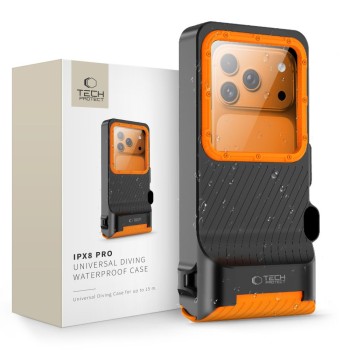Tech-Protect IPX8 Pro Waterproof Phone Case - Orange and Black Tech-Protect IPX8 Pro Waterproof Phone Case - Orange and Black