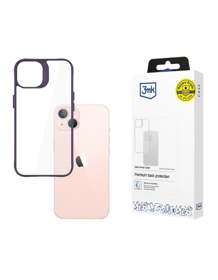 3mk Satin Armor Case+ Purple for Apple iPhone 14 - transparent
