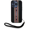 Karl Lagerfeld Saffiano Athleisure Stripes Cord iPhone 15 Pro Case - Red