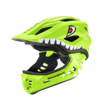 Rockbros TT-32003 Shark Children&amp;#39;s Bike Helmet with Detachable Jaw Size S (48-52) - Green