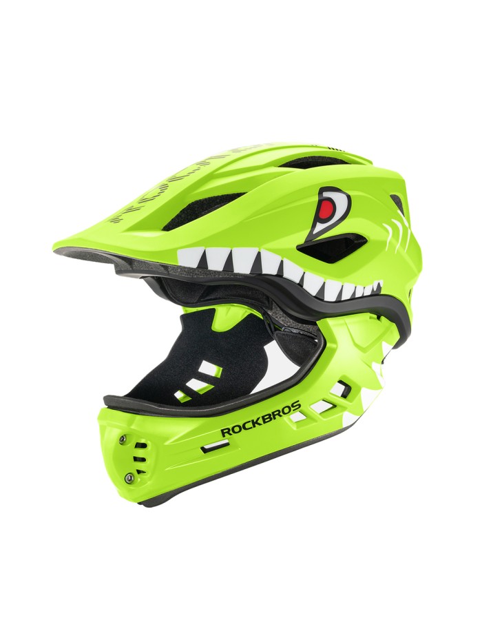 Rockbros TT-32003 Shark Children&amp;#39;s Bike Helmet with Detachable Jaw Size S (48-52) - Green
