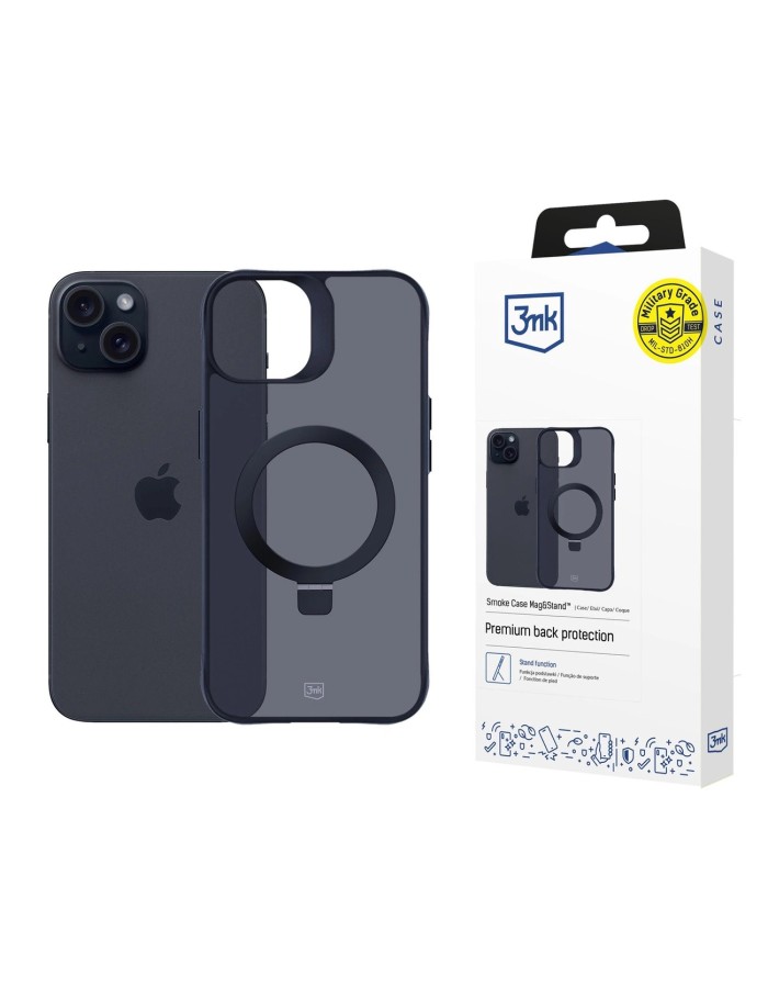 3mk Smoke Case Mag&amp;amp;Stand for Apple iPhone 15 plus - black