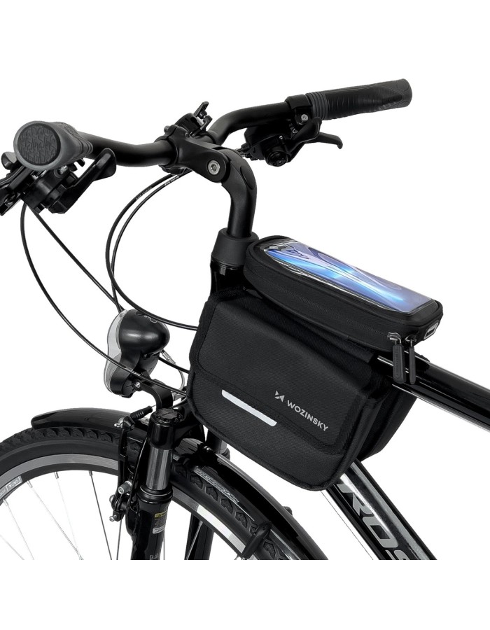 Wozinsky bicycle frame bag, waterproof phone case, 1.5l, black (WBB26BK)
