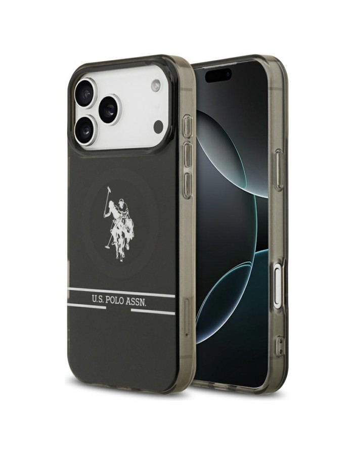 US Polo DH and Bottom Stripe Logo MagSafe Case for iPhone 17 Pro Max - Black US Polo DH and Bottom Stripe Logo MagSafe Case for iPhone 17 Pro Max - Black