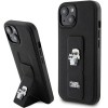 Karl Lagerfeld Gripstand Saffiano Karl&amp;amp;Choupette Pins case for iPhone 15 - black