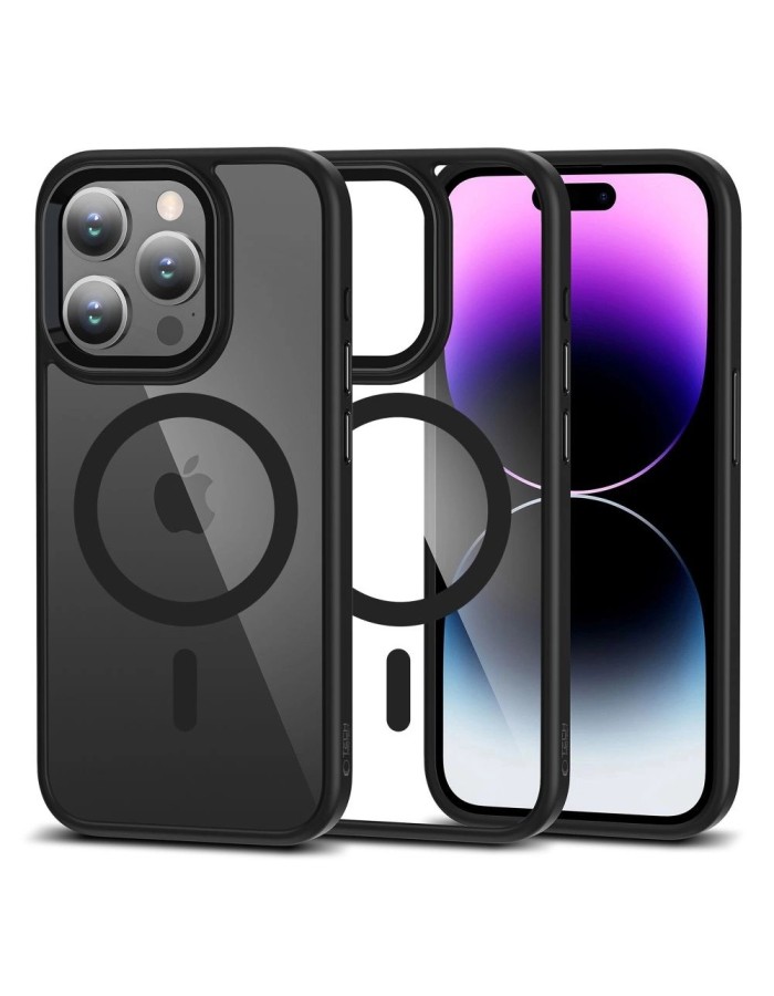 Tech-Protect MagMat MagSafe iPhone 15 Pro Case - Clear Black Tech-Protect MagMat MagSafe iPhone 15 Pro Case - Clear Black
