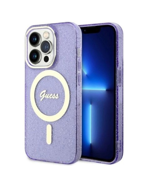 Guess GUHMP14LHCMCGU iPhone 14 Pro 6.1" purple/purple hardcase Glitter Gold MagSafe Guess GUHMP14LHCMCGU iPhone 14 Pro 6.1" purple/purple hardcase Glitter Gold MagSafe