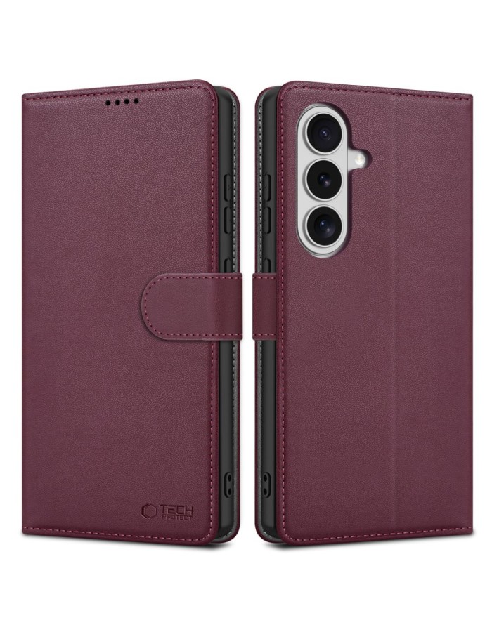 Tech-Protect Wallet Case for Samsung Galaxy S26 - Burgundy