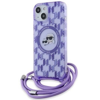 Karl Lagerfeld IML Crossbody Monogram Karl &amp;amp; Choupette Head MagSafe case for iPhone 15 / 14 / 13 - purple