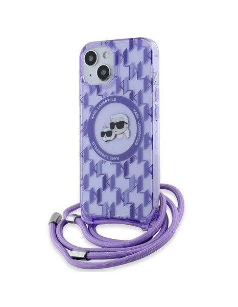 Karl Lagerfeld IML Crossbody Monogram Karl &amp;amp; Choupette Head MagSafe case for iPhone 15 / 14 / 13 - purple