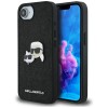 Karl Lagerfeld Fixed Glitter Karl&amp;amp;Choupette Heads Metal Pin iPhone 16e Case - Black