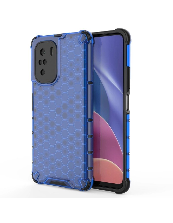 Honeycomb Case armor cover with TPU Bumper for Xiaomi Redmi K40 Pro+ / K40 Pro / K40 / Poco F3 blue