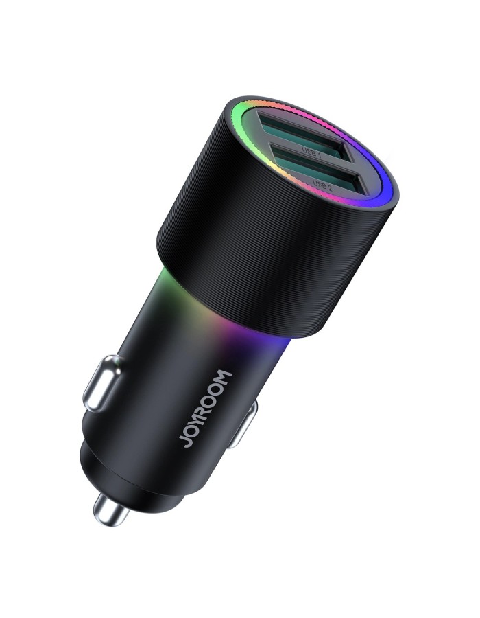Joyroom car charger 2 x USB with backlight 24W black (JR-CL10)