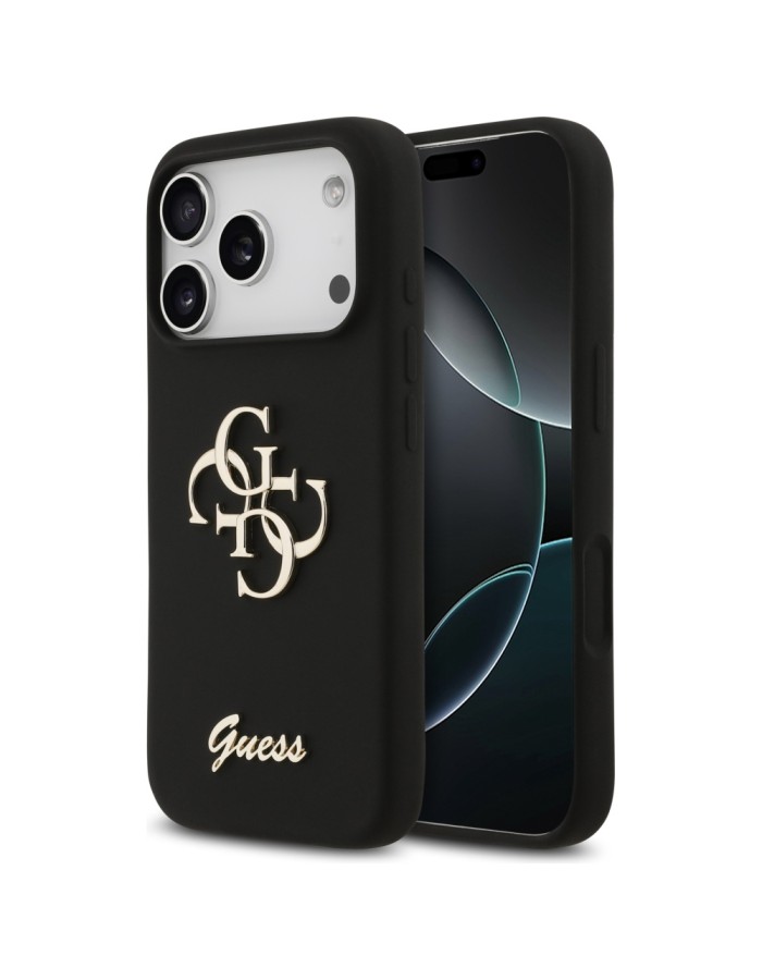 Guess Silicone Big 4G Script Case for iPhone 17 Pro - Black