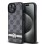 DKNY Leather Checkered Mono Pattern &amp;amp; Printed Stripes Case for iPhone 15/14/13 - Black