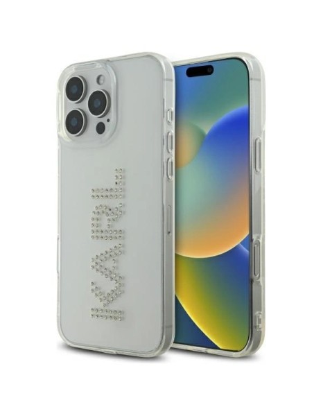 Karl Lagerfeld KLHCP16XHKLSTDCT iPhone 16 Pro Max 6.9" Clear Hard Case IML Rhinestones Logo