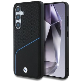 BMW Leather Textured and Smooth MagSafe Case for Samsung Galaxy S25 - Black