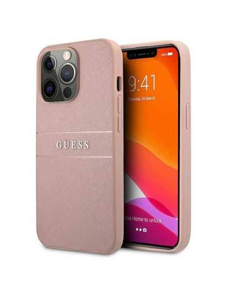 Guess GUHCP13XPSASBPI iPhone 13 Pro Max 6.7" pink/pink hardcase Saffiano Stripe
