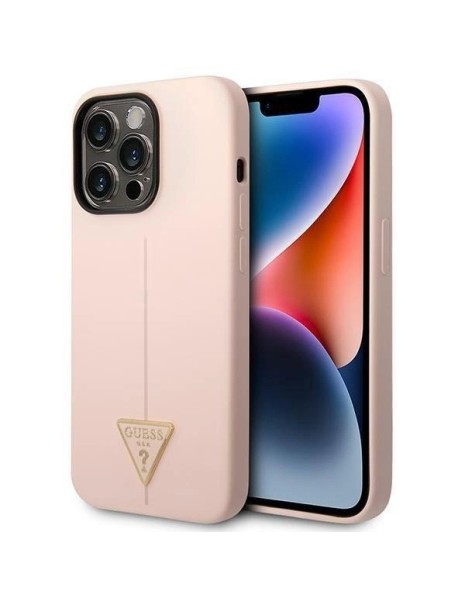 Guess GUHCP14LSLTGP iPhone 14 Pro 6.1" pink/pink hardcase Silicone Triangle Guess GUHCP14LSLTGP iPhone 14 Pro 6.1" pink/pink hardcase Silicone Triangle
