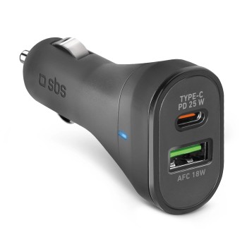 SBS TECRPD25W Car Charger 25W USB-A USB-C with Power Delivery - Black