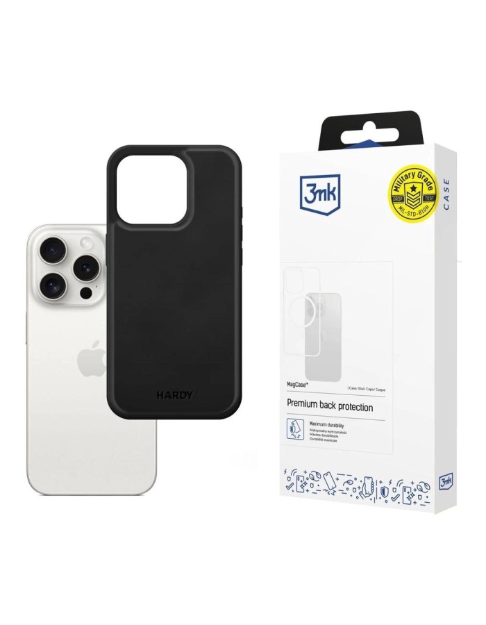 3mk Hardy Apple Silky Leather MagCase for Apple iPhone 15 Pro - Black