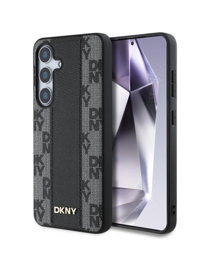 DKNY Leather Checkered Pattern MagSafe Case for Samsung Galaxy S25 Black