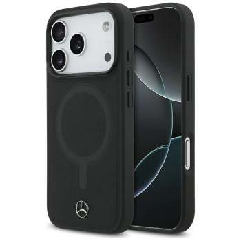 Mercedes Plain Smooth Leather MagSafe Case for iPhone 17 Pro - Black