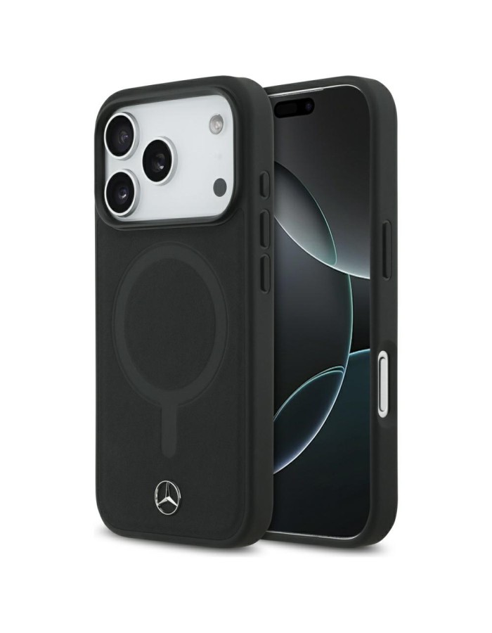Mercedes Plain Smooth Leather MagSafe Case for iPhone 17 Pro - Black Mercedes Plain Smooth Leather MagSafe Case for iPhone 17 Pro - Black