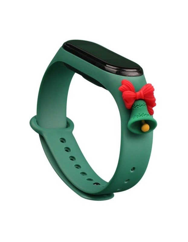 Strap Xmas for Xiaomi Mi Band 3 / 4 Christmas Silicone Strap Bracelet with Bell - Dark Green Strap Xmas for Xiaomi Mi Band 3 / 4 Christmas Silicone Strap Bracelet with Bell - Dark Green