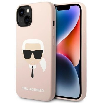 Karl Lagerfeld Silicone Karl&amp;#39;s Head MagSafe Case for iPhone 14 Plus - Light Pink