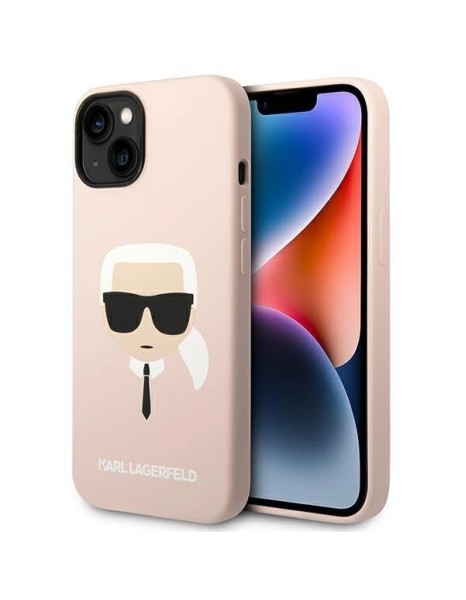 Karl Lagerfeld Silicone Karl&amp;#39;s Head MagSafe Case for iPhone 14 Plus - Light Pink