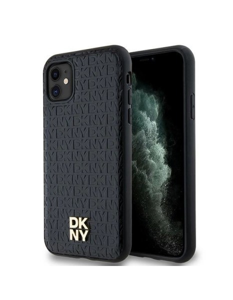 DKNY Leather Monogram Pattern Metal Logo MagSafe Case for iPhone 11 / Xr - Black DKNY Leather Monogram Pattern Metal Logo MagSafe Case for iPhone 11 / Xr - Black