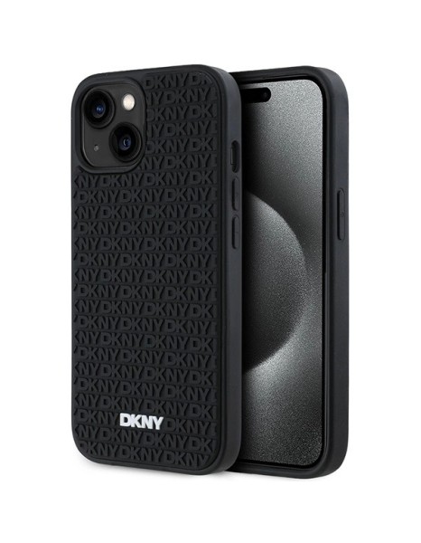 DKNY 3D Rubber Repeat Pattern case for iPhone 15/14/13 - black