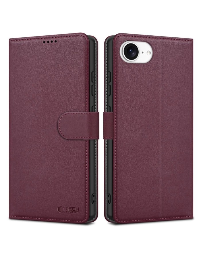 Tech-Protect Wallet Case for iPhone 16e - Burgundy