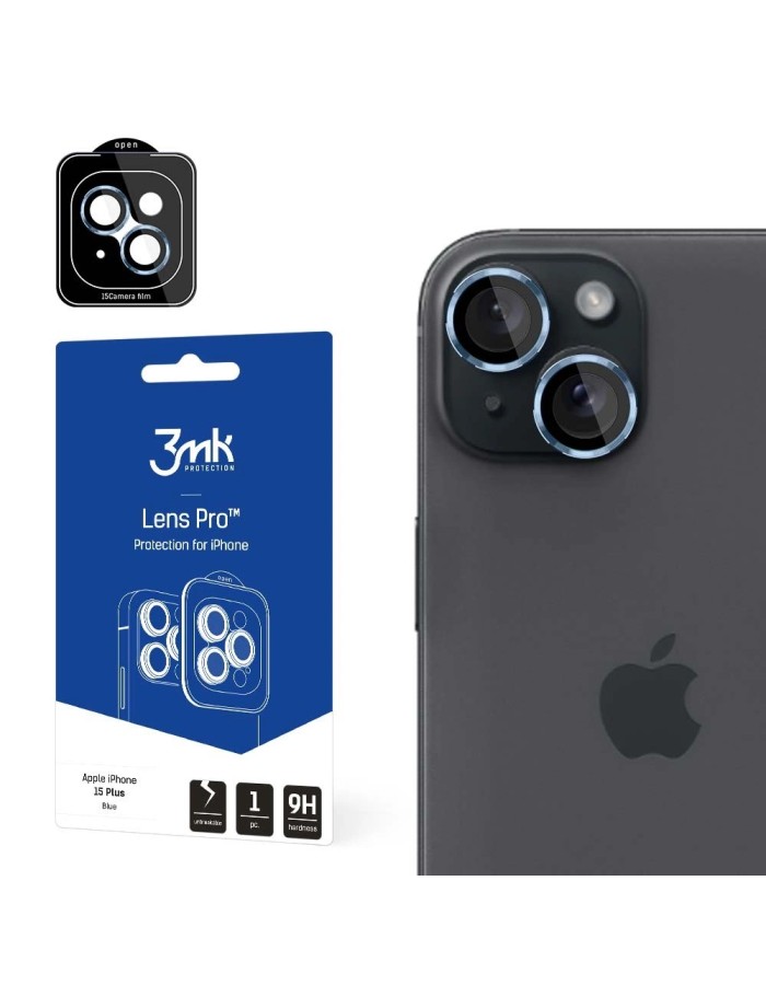 3mk Lens Protection Pro Camera Cover with Blue Frame for iPhone 15 Plus