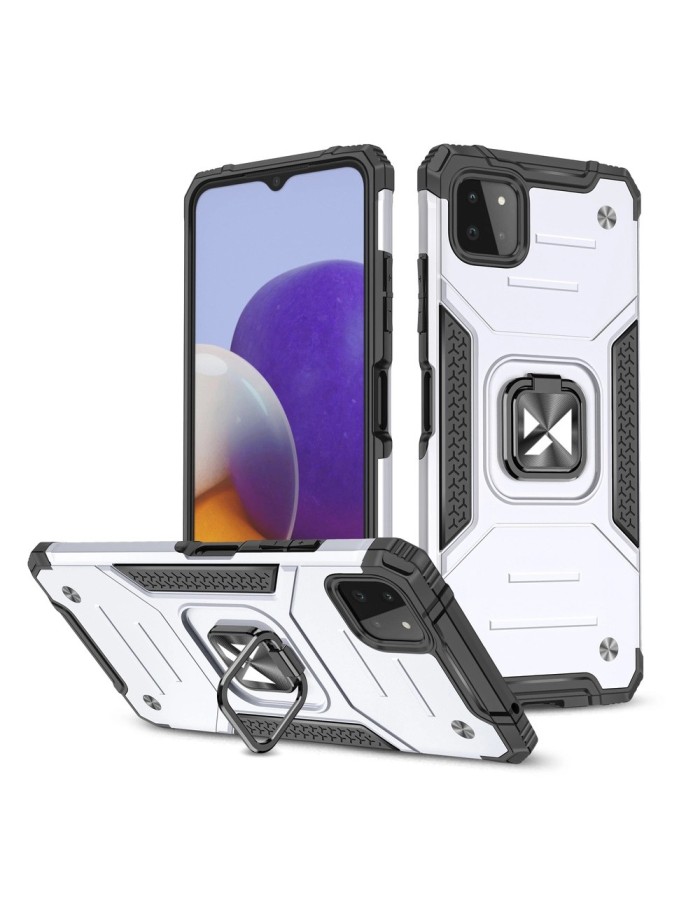 Wozinsky Ring Armor Case Kickstand Tough Rugged Cover for Samsung Galaxy A22 4G silver Wozinsky Ring Armor Case Kickstand Tough Rugged Cover for Samsung Galaxy A22 4G silver