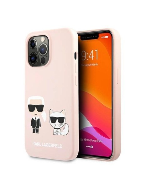Karl Lagerfeld Silicone Karl&amp;amp;Choupette Case for iPhone 13 Pro / iPhone 13 - Light Pink