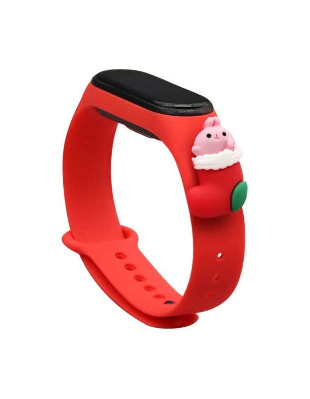 Strap Xmas for Xiaomi Mi Band 3 / 4 Christmas Silicone Strap Bracelet with Sock - Red Strap Xmas for Xiaomi Mi Band 3 / 4 Christmas Silicone Strap Bracelet with Sock - Red