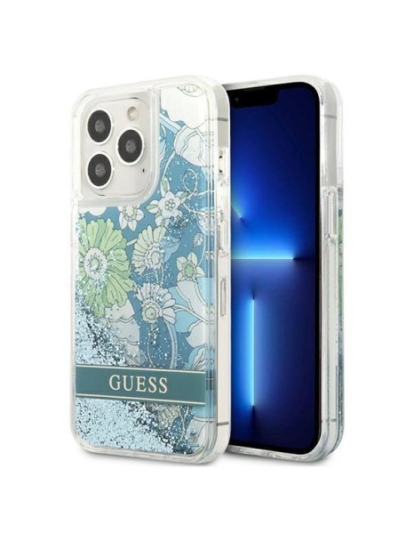Guess GUHCP13LLFLSN iPhone 13 Pro / 13 6.1" green/green hardcase Flower Liquid Glitter Guess GUHCP13LLFLSN iPhone 13 Pro / 13 6.1" green/green hardcase Flower Liquid Glitter