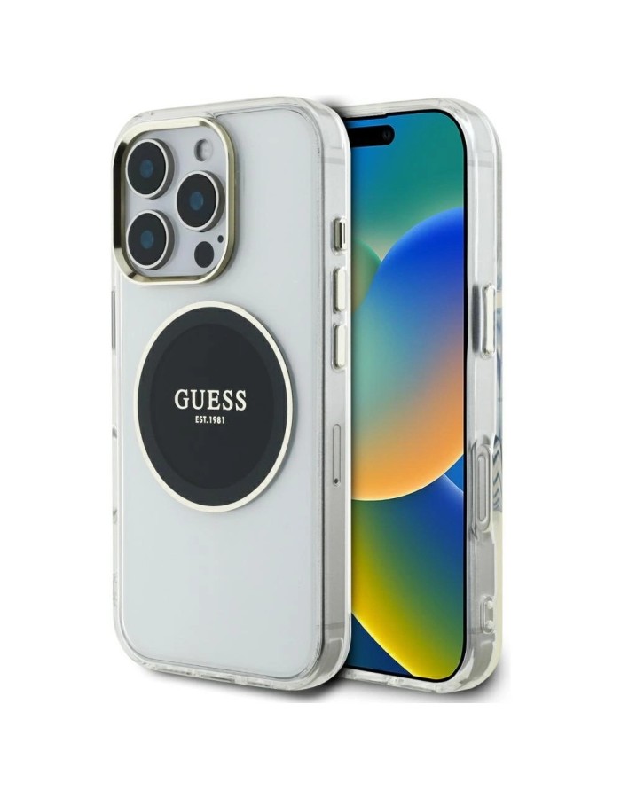 Guess IML Metal Colored Circle Classic Logo MagSafe Case for iPhone 16 Pro Max - Black Guess IML Metal Colored Circle Classic Logo MagSafe Case for iPhone 16 Pro Max - Black