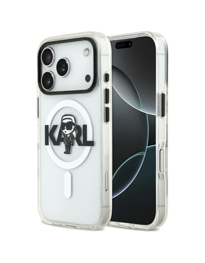 Karl Lagerfeld IML Karl Sketch Logo MagSafe Case for iPhone 17 Pro - Transparent