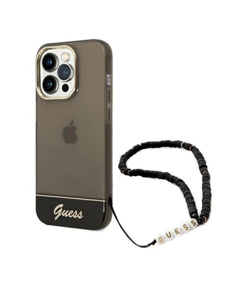 Guess Translucent Pearl Strap Case for iPhone 14 Pro - Black Guess Translucent Pearl Strap Case for iPhone 14 Pro - Black