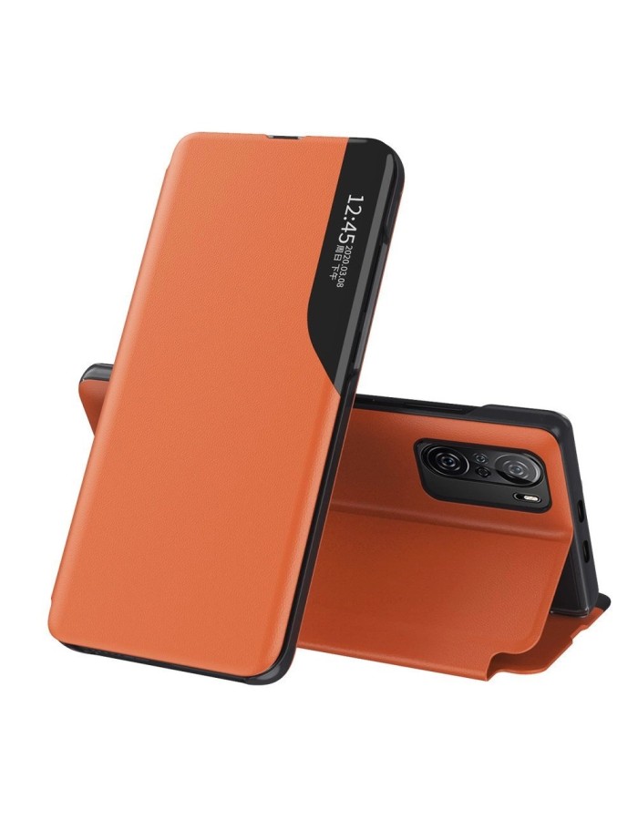 Eco Leather View Case Elegant Flip Cover Case with Stand Function Xiaomi Redmi K40 Pro + / K40 Pro / K40 / Poco F3 Orange
