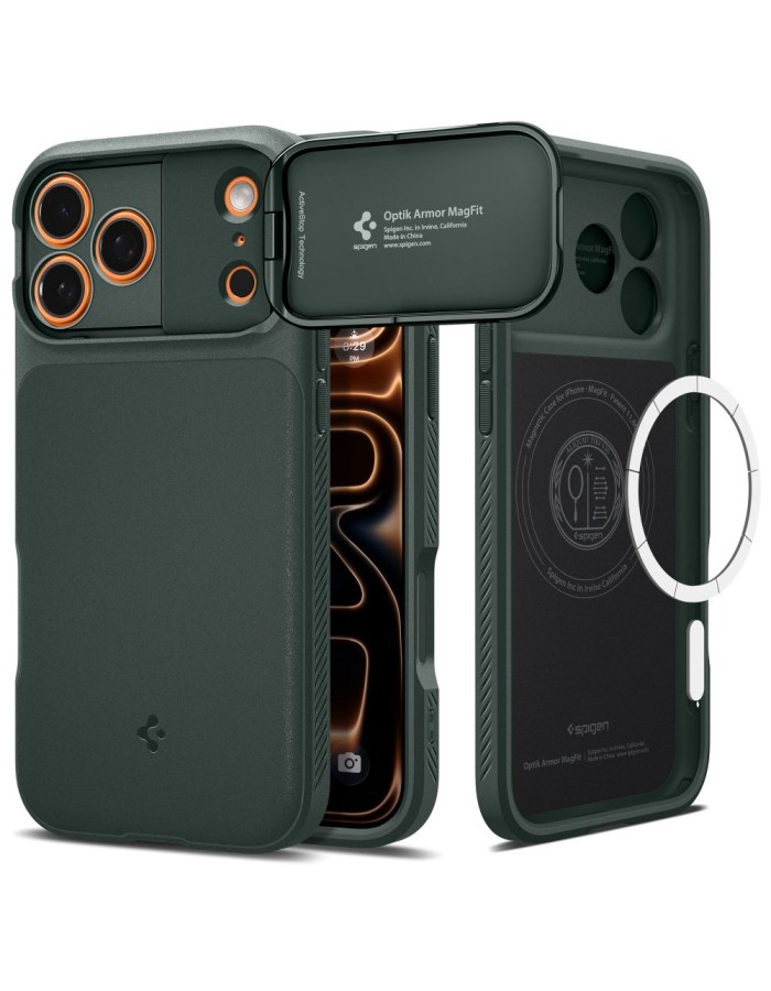 Spigen Optik Armor MagSafe Case for iPhone 17 Pro - Green Spigen Optik Armor MagSafe Case for iPhone 17 Pro - Green