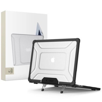 Tech-Protect SmartShell Pro case for MacBook Air 13" 2023-2025 M2 / M3 / M4 - transparent and black