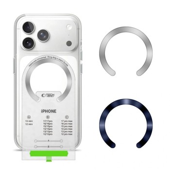Tech-Protect MMP-210 MagSafe 2-Pack Magnetic Ring - Silver / Navy Blue Tech-Protect MMP-210 MagSafe 2-Pack Magnetic Ring - Silver / Navy Blue