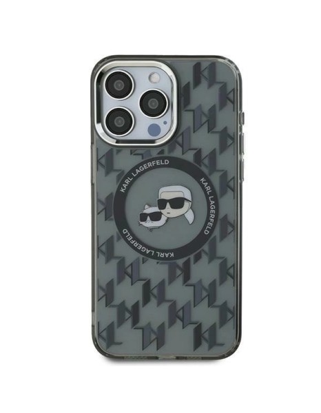 Karl Lagerfeld IML Monogram Karl &amp;amp; Choupette Head MagSafe iPhone 15 Case - Black