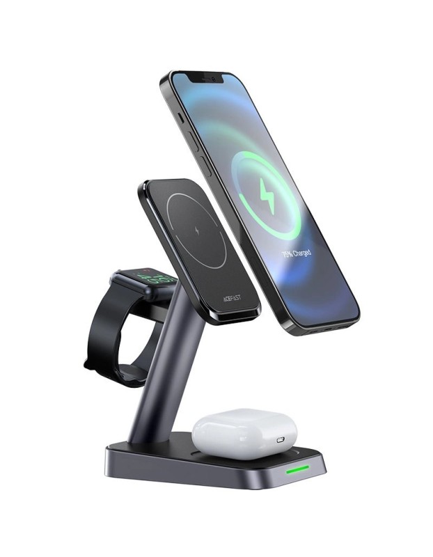 Acefast Qi Wireless Charger 15W for iPhone (with MagSafe), Apple Watch and Apple AirPods Stand Holder Magnetic Holder Black (E3 black) Acefast Qi Wireless Charger 15W for iPhone (with MagSafe), Apple Watch and Apple AirPods Stand Holder Magnetic Holder Black (E3 black)