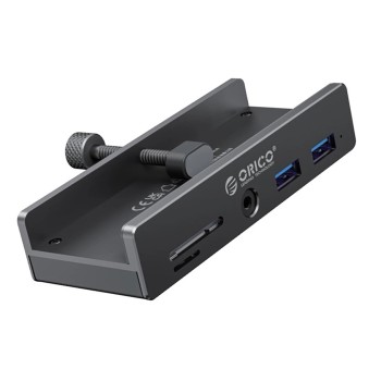 Orico MH5PMM Clamp-mounted Hub USB-C / 2x USB-A 3.0, + SD&amp;TF + 3.5mm Audio - Black